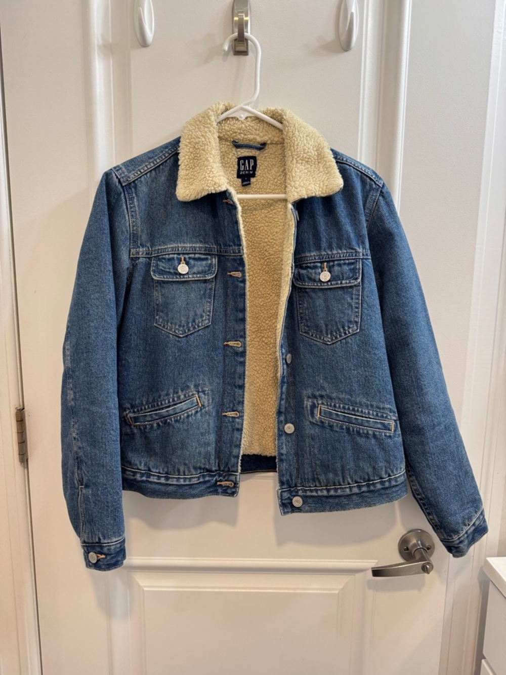 GAP Denim Jacket with Cream Sherpa Lining